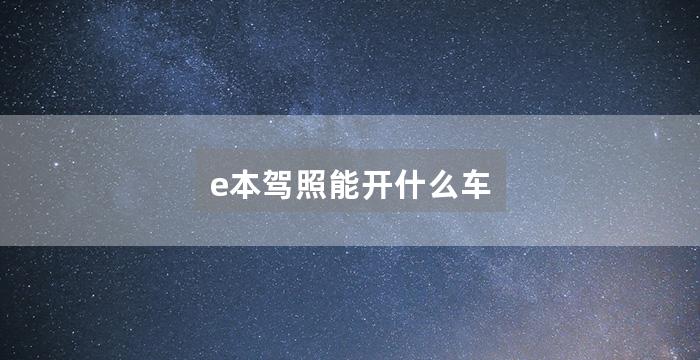 e本驾照能开什么车
