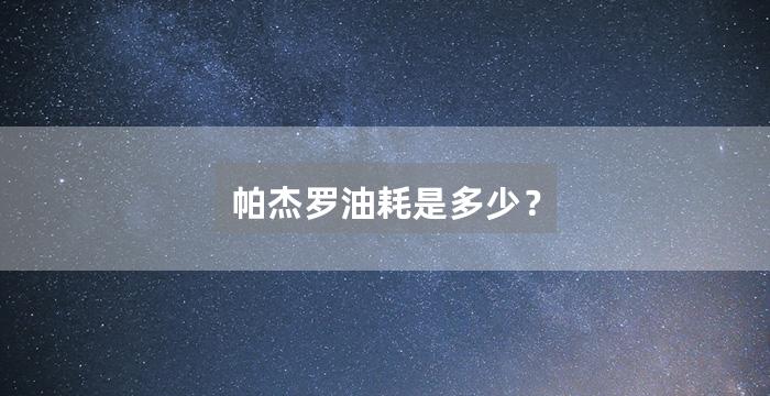 帕杰罗油耗是多少？