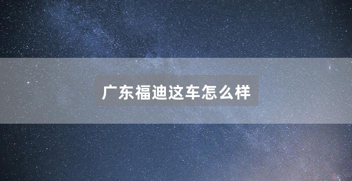 广东福迪这车怎么样