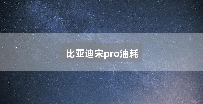 比亚迪宋pro油耗