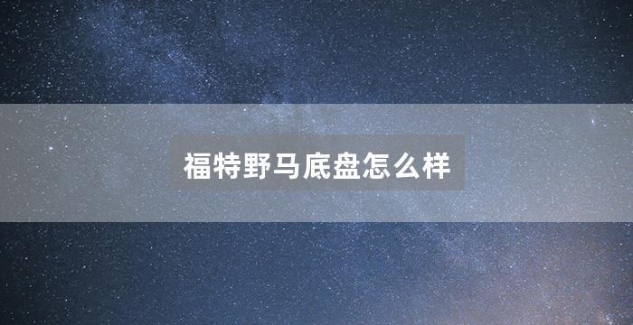 福特野马底盘怎么样